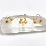 Gemstone Round Faceted Sun 1 micron Gold Plated Earrings PEGJ373