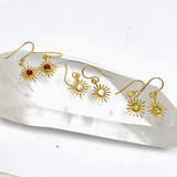 Gemstone Round Faceted Sun 1 micron Gold Plated Earrings PEGJ373