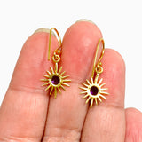 Gemstone Round Faceted Sun 1 micron Gold Plated Earrings PEGJ373