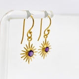 Gemstone Round Faceted Sun 1 micron Gold Plated Earrings PEGJ373
