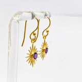 Gemstone Round Faceted Sun 1 micron Gold Plated Earrings PEGJ373