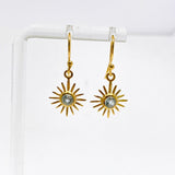 Gemstone Round Faceted Sun 1 micron Gold Plated Earrings PEGJ373