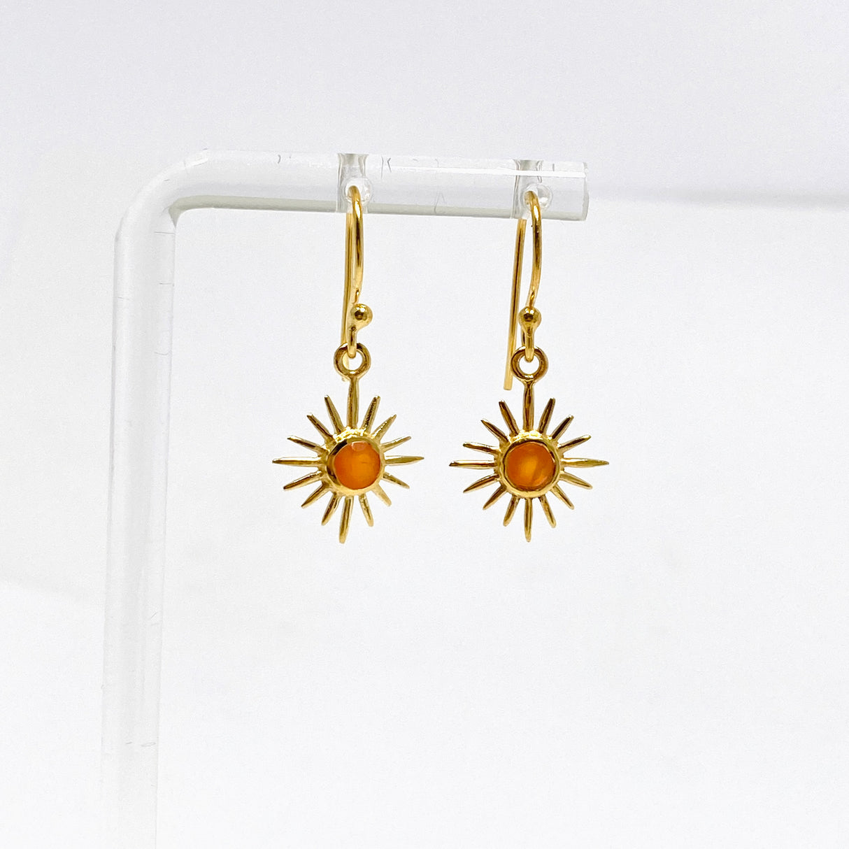 Gemstone Round Faceted Sun 1 micron Gold Plated Earrings PEGJ373