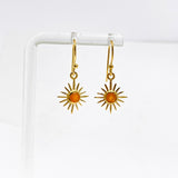 Gemstone Round Faceted Sun 1 micron Gold Plated Earrings PEGJ373