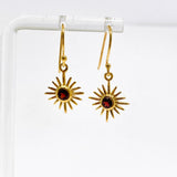 Gemstone Round Faceted Sun 1 micron Gold Plated Earrings PEGJ373