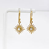 Gemstone Round Faceted Sun 1 micron Gold Plated Earrings PEGJ373