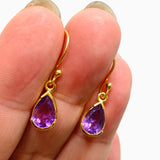 Gemstone Teardrop Faceted 1 micron Gold Plated Channel Set Drop Earrings PEGJ366