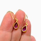 Gemstone Teardrop Faceted 1 micron Gold Plated Channel Set Drop Earrings PEGJ366
