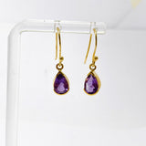 Gemstone Teardrop Faceted 1 micron Gold Plated Channel Set Drop Earrings PEGJ366