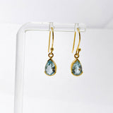 Gemstone Teardrop Faceted 1 micron Gold Plated Channel Set Drop Earrings PEGJ366