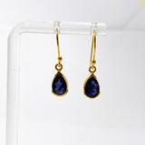 Gemstone Teardrop Faceted 1 micron Gold Plated Channel Set Drop Earrings PEGJ366
