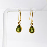 Gemstone Teardrop Faceted 1 micron Gold Plated Channel Set Drop Earrings PEGJ366