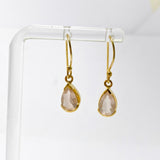 Gemstone Teardrop Faceted 1 micron Gold Plated Channel Set Drop Earrings PEGJ366