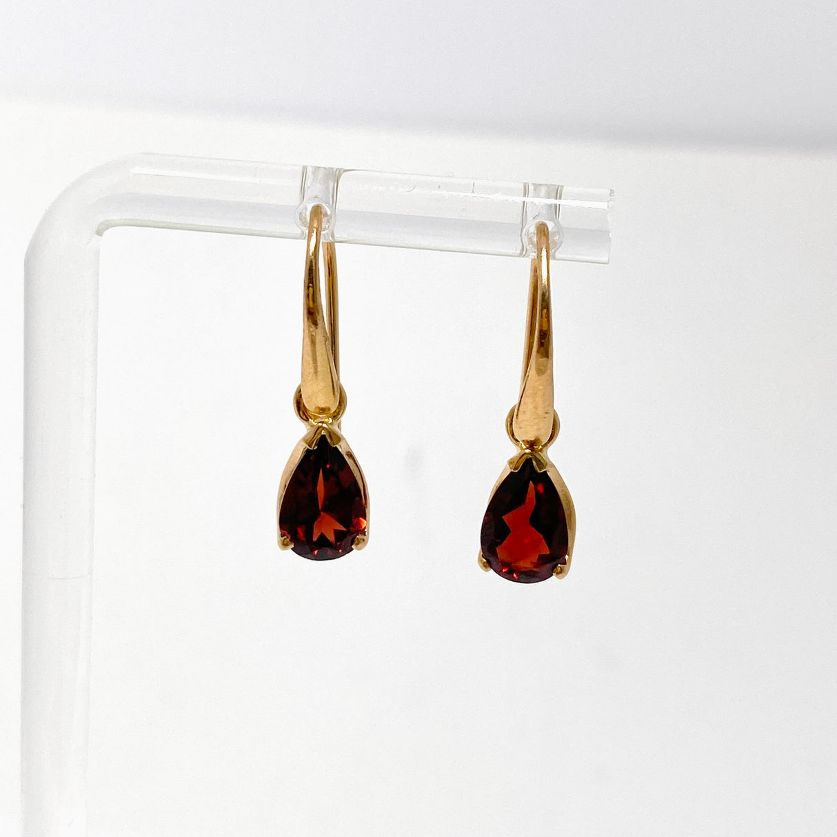 Gemstone Teardrop Faceted 1 micron Gold Plated Claw Set Drop Earrings PEGJ369