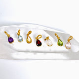 Gemstone Teardrop Faceted Channel Set 2.5 Micron Gold Plated Pendant PPGJ1223