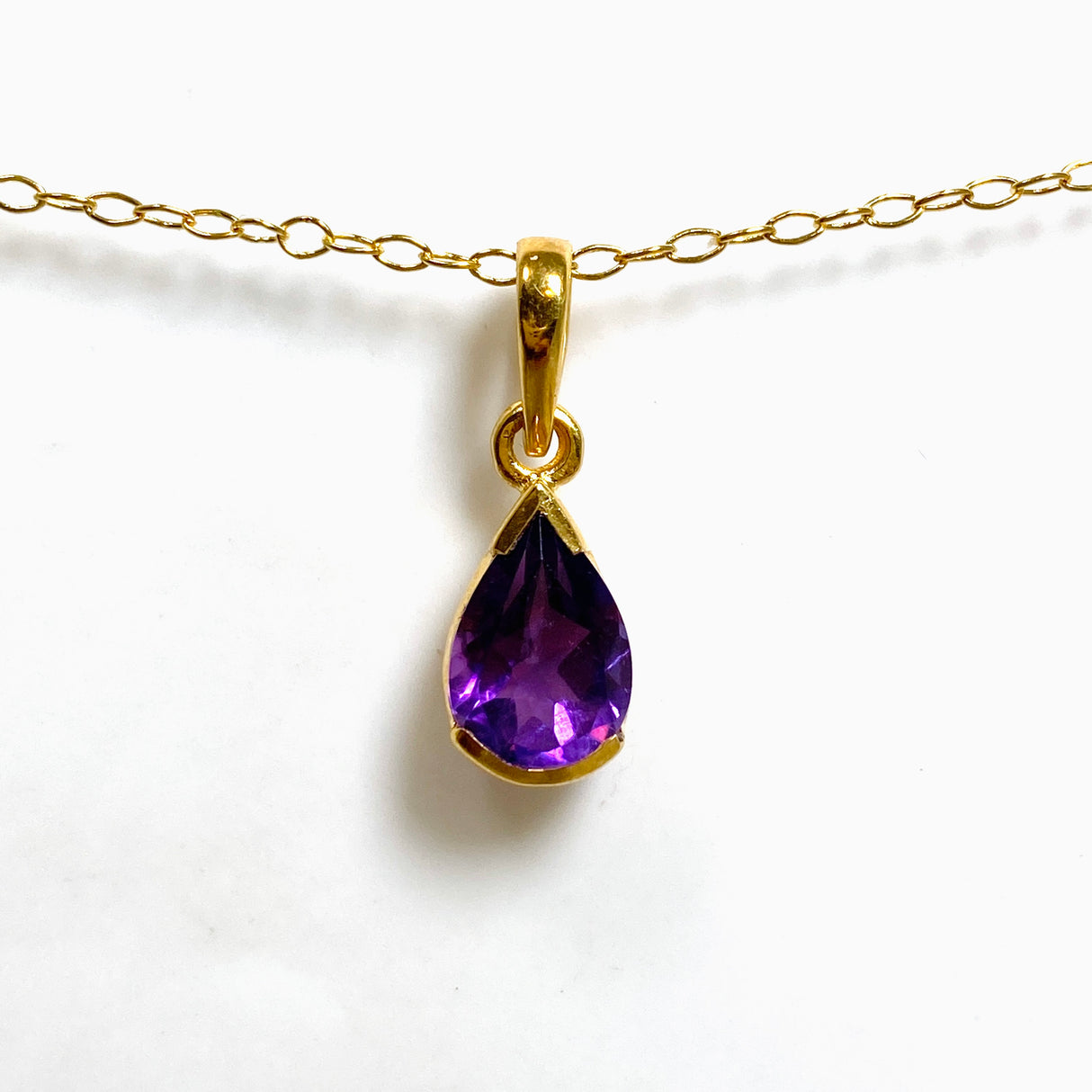 Gemstone Teardrop Faceted Channel Set 2.5 Micron Gold Plated Pendant PPGJ1223