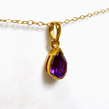 Gemstone Teardrop Faceted Channel Set 2.5 Micron Gold Plated Pendant PPGJ1223