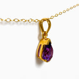 Gemstone Teardrop Faceted Channel Set 2.5 Micron Gold Plated Pendant PPGJ1223