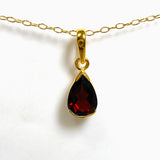 Gemstone Teardrop Faceted Channel Set 2.5 Micron Gold Plated Pendant PPGJ1223