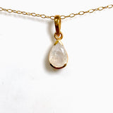 Gemstone Teardrop Faceted Channel Set 2.5 Micron Gold Plated Pendant PPGJ1223