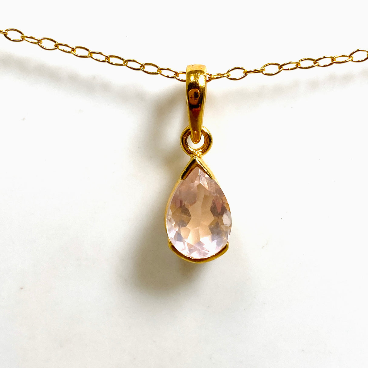 Gemstone Teardrop Faceted Channel Set 2.5 Micron Gold Plated Pendant PPGJ1223