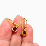 Gemstone Trillion Faceted 1 micron Gold Plated Channel Set Drop Earrings PEGJ367