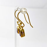 Gemstone Trillion Faceted 1 micron Gold Plated Channel Set Drop Earrings PEGJ367