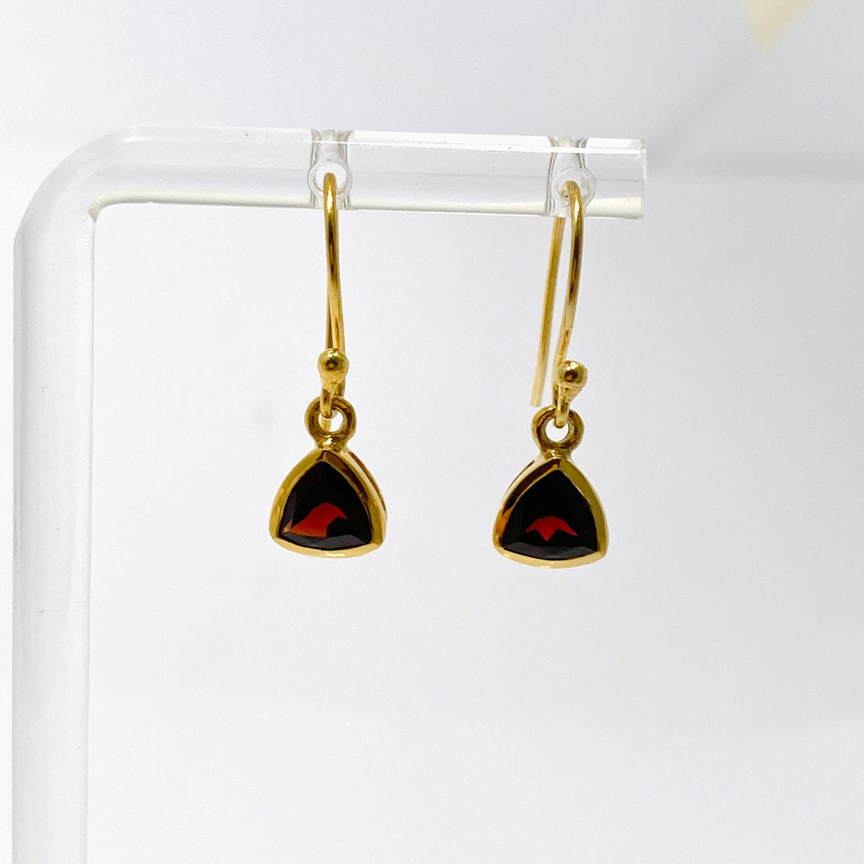 Gemstone Trillion Faceted 1 micron Gold Plated Channel Set Drop Earrings PEGJ367