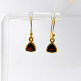 Gemstone Trillion Faceted 1 micron Gold Plated Channel Set Drop Earrings PEGJ367