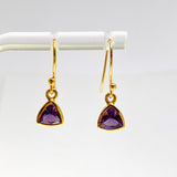 Gemstone Trillion Faceted 1 micron Gold Plated Channel Set Drop Earrings PEGJ367