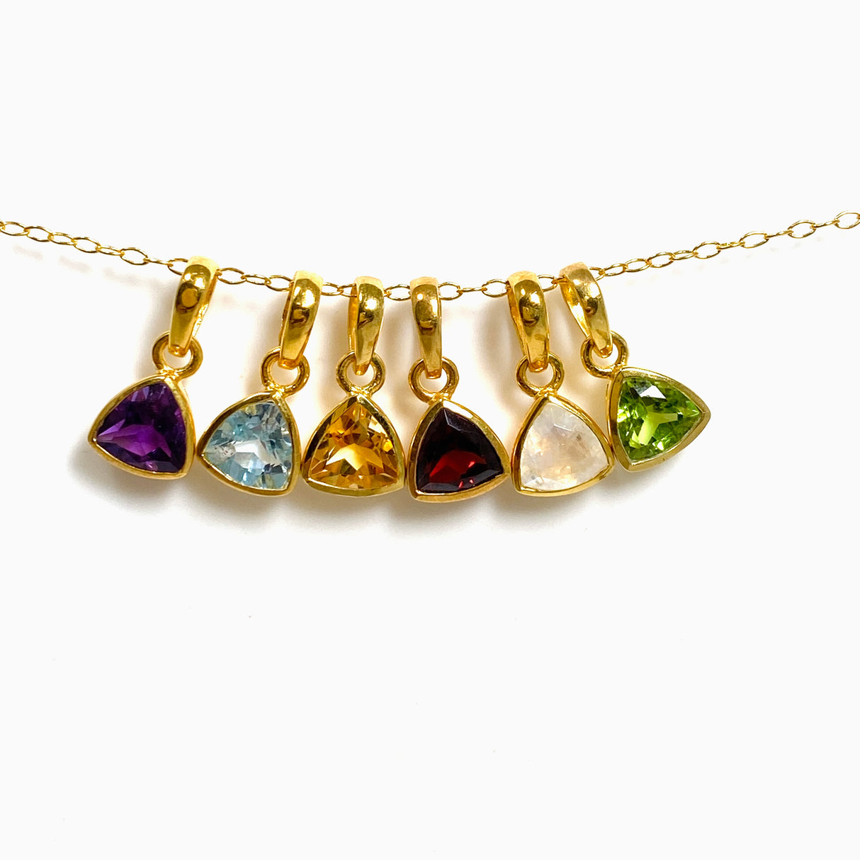 Gemstone Trillion Faceted Channel Set 2.5 Micron Gold Plated Pendant PPGJ1221