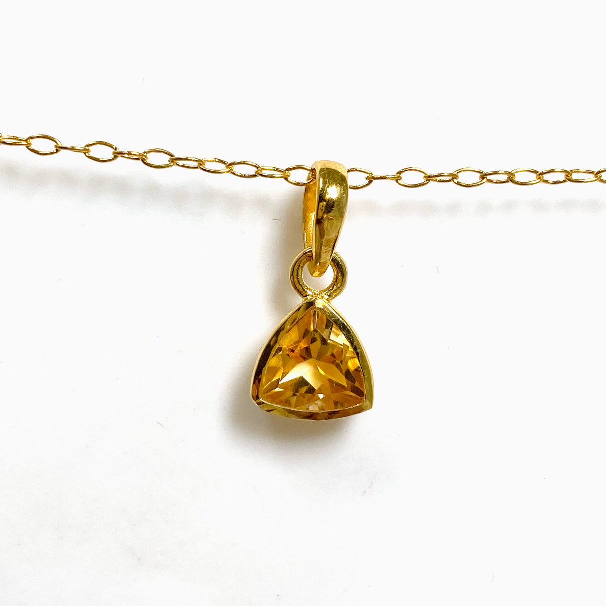 Gemstone Trillion Faceted Channel Set 2.5 Micron Gold Plated Pendant PPGJ1221