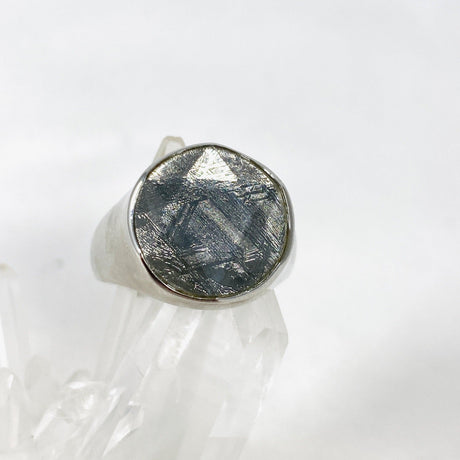 Gibeon Iron Meteorite with Quartz Merkaba 925 Silver ring size 10.5 - Nature's Magick