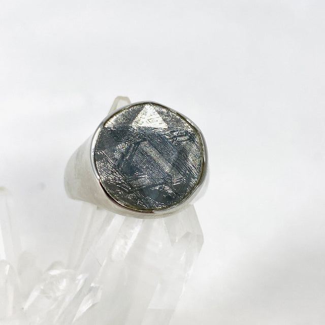 Gibeon Iron Meteorite with Quartz Merkaba 925 Silver ring size 10.5 - Nature's Magick