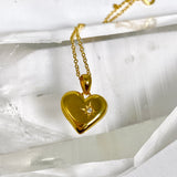 Gold Plated Heart Locket with Cubic Zirconia NK882-YG