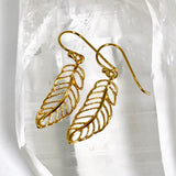 Gold Plated Leaf Earrings SE1857-YG