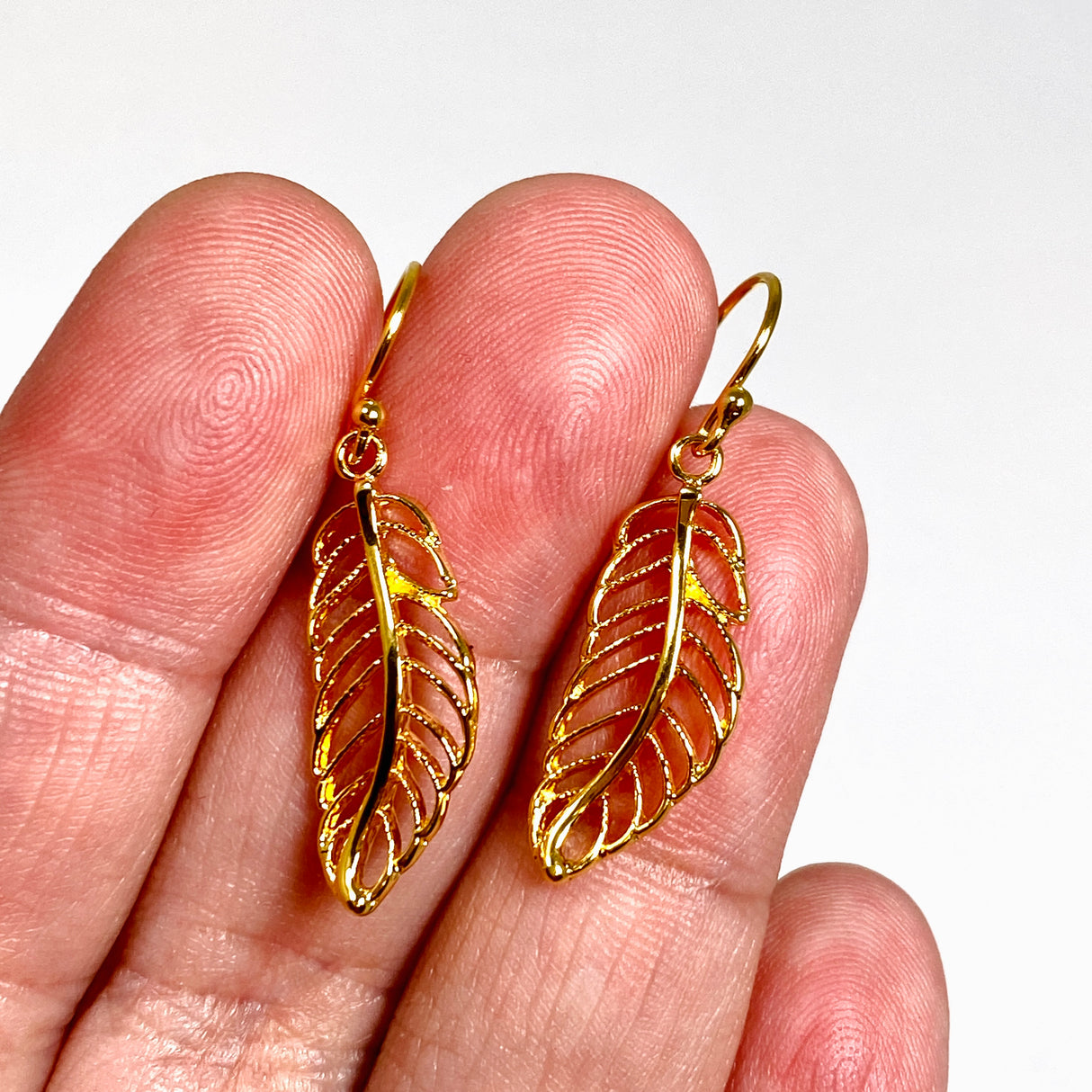 Gold Plated Leaf Earrings SE1857-YG