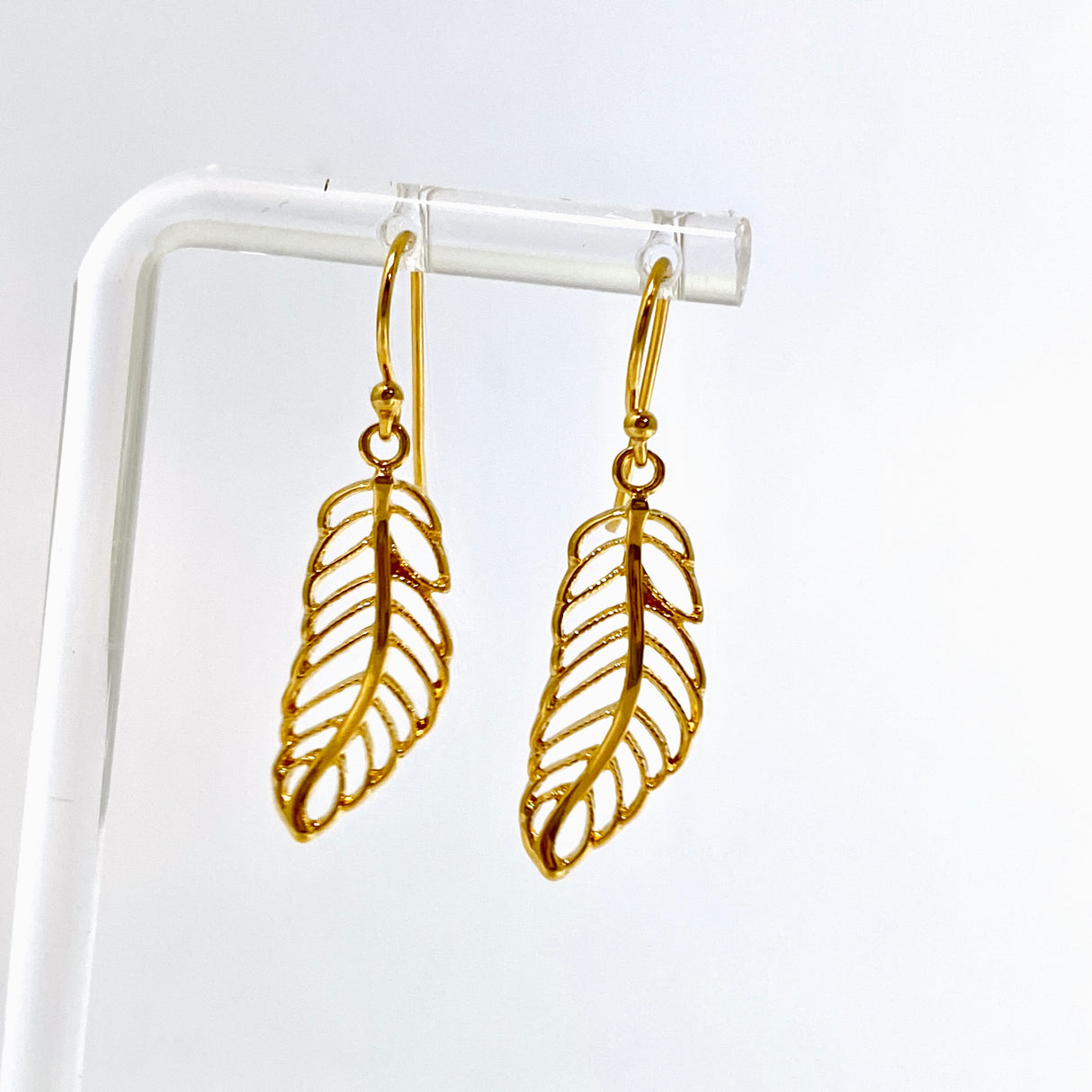 Gold Plated Leaf Earrings SE1857-YG