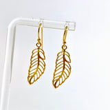 Gold Plated Leaf Earrings SE1857-YG