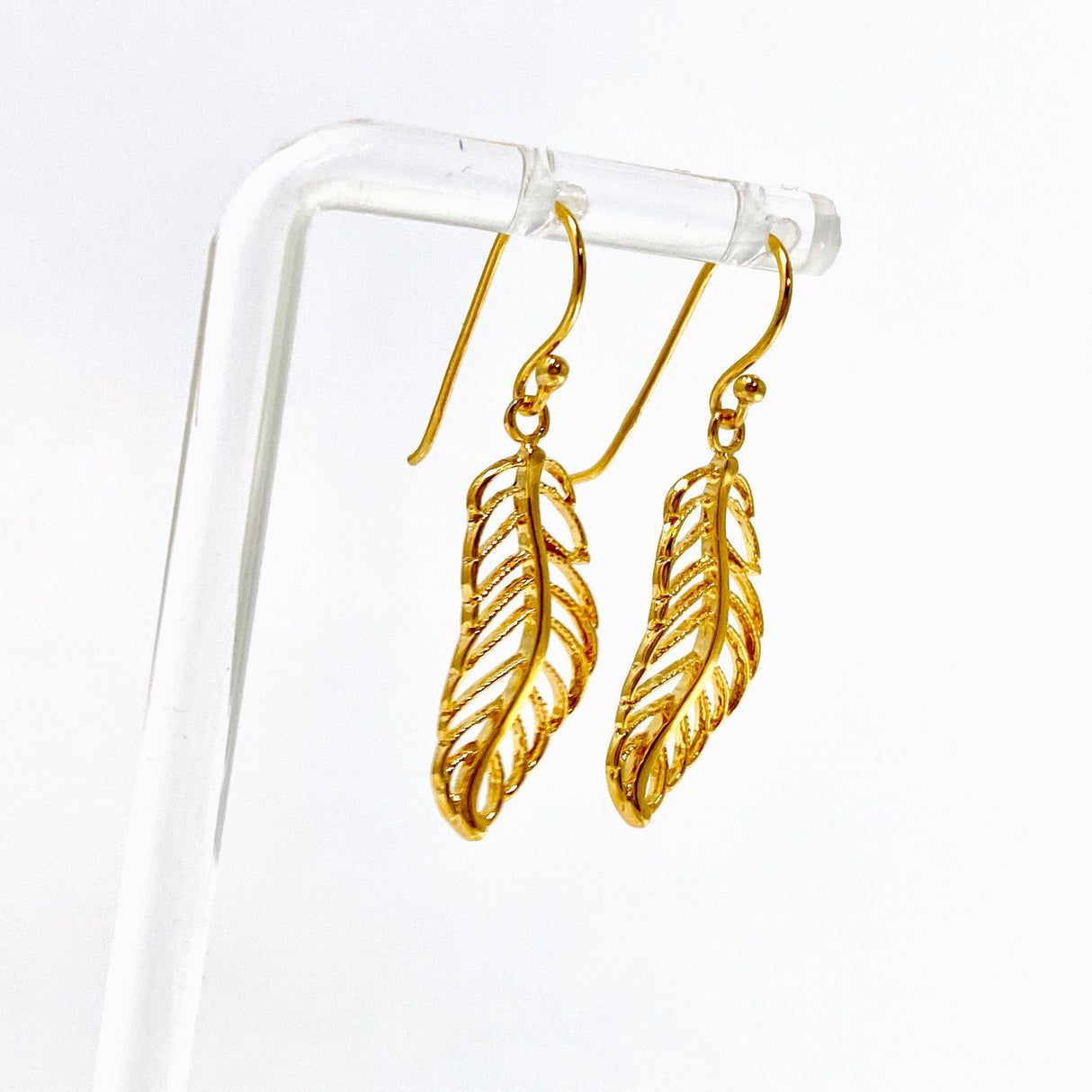 Gold Plated Leaf Earrings SE1857-YG