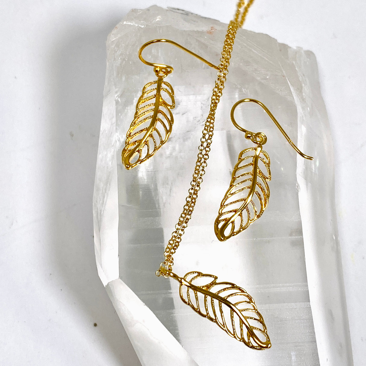 Gold Plated Leaf Earrings SE1857-YG