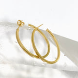 Gold Plated Oval Half Hoop Earrings SE411-YG