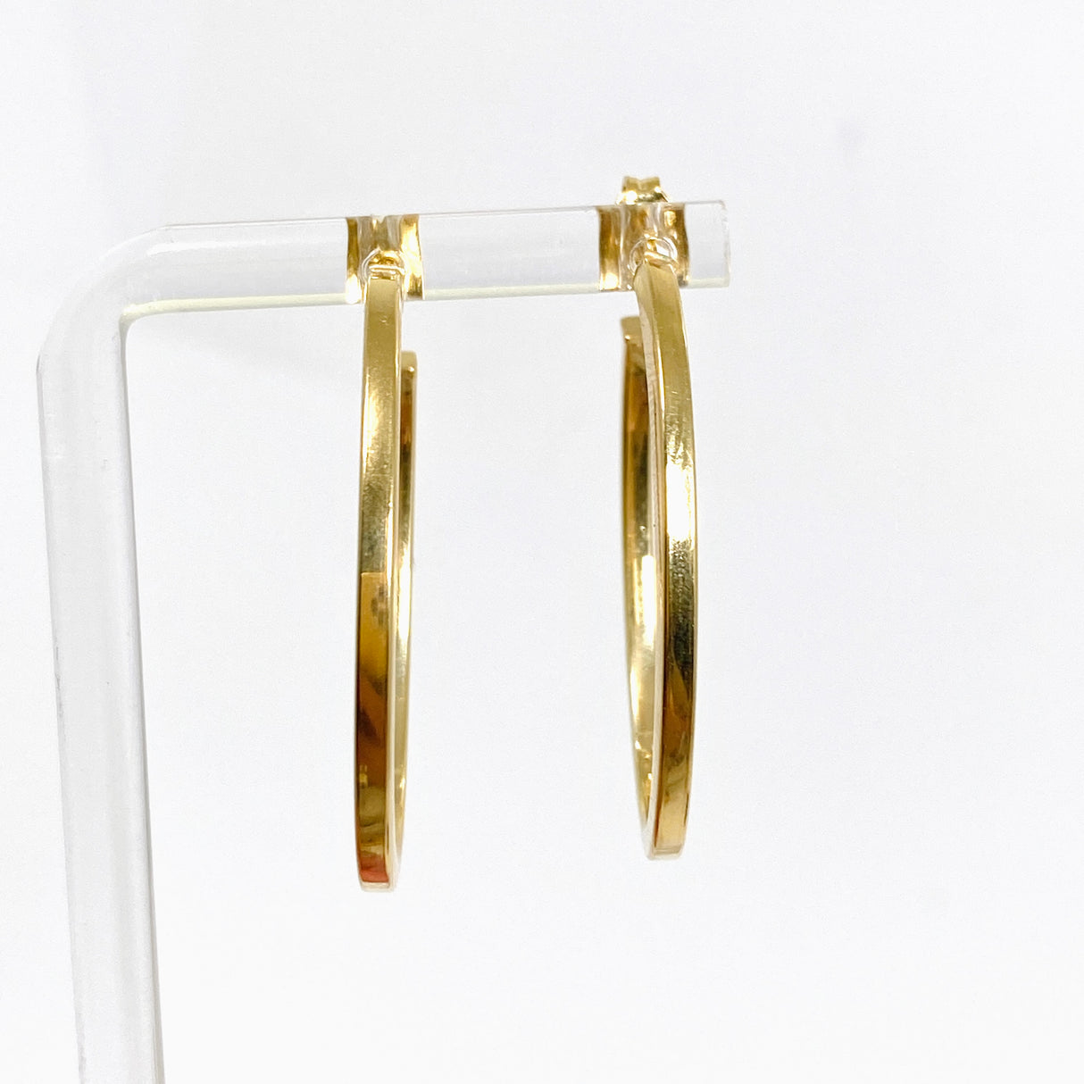 Gold Plated Oval Half Hoop Earrings SE411-YG