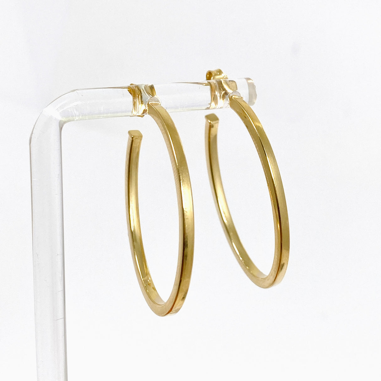 Gold Plated Oval Half Hoop Earrings SE411-YG