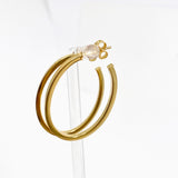 Gold Plated Oval Half Hoop Earrings SE411-YG