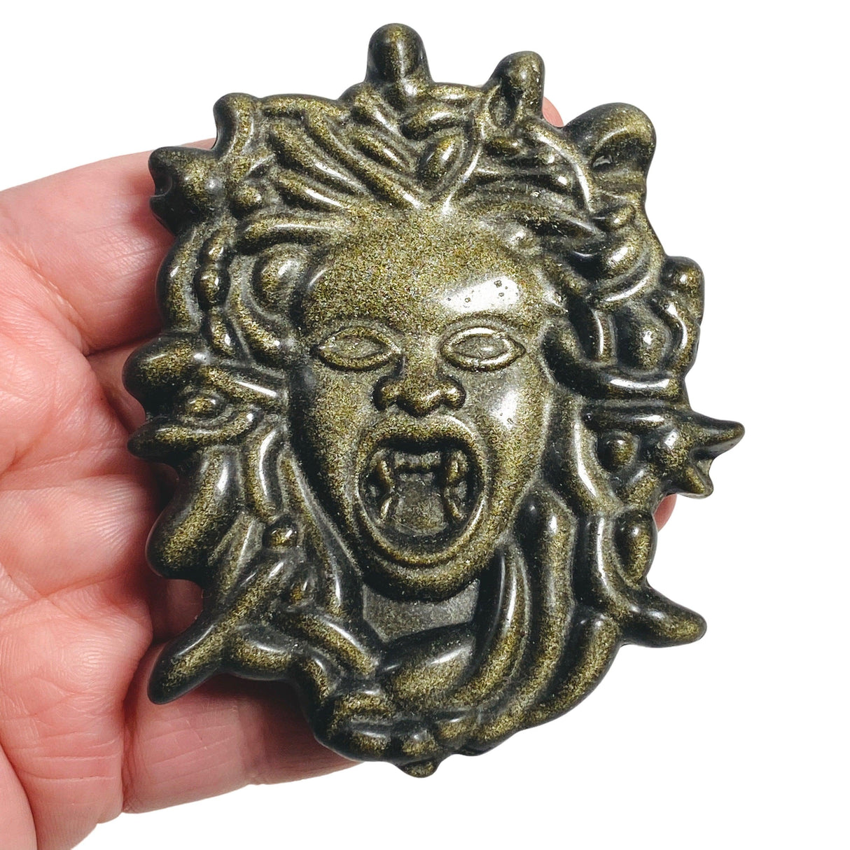 Gold Sheen Obsidian Medusa carving MSA-01 - Nature's Magick