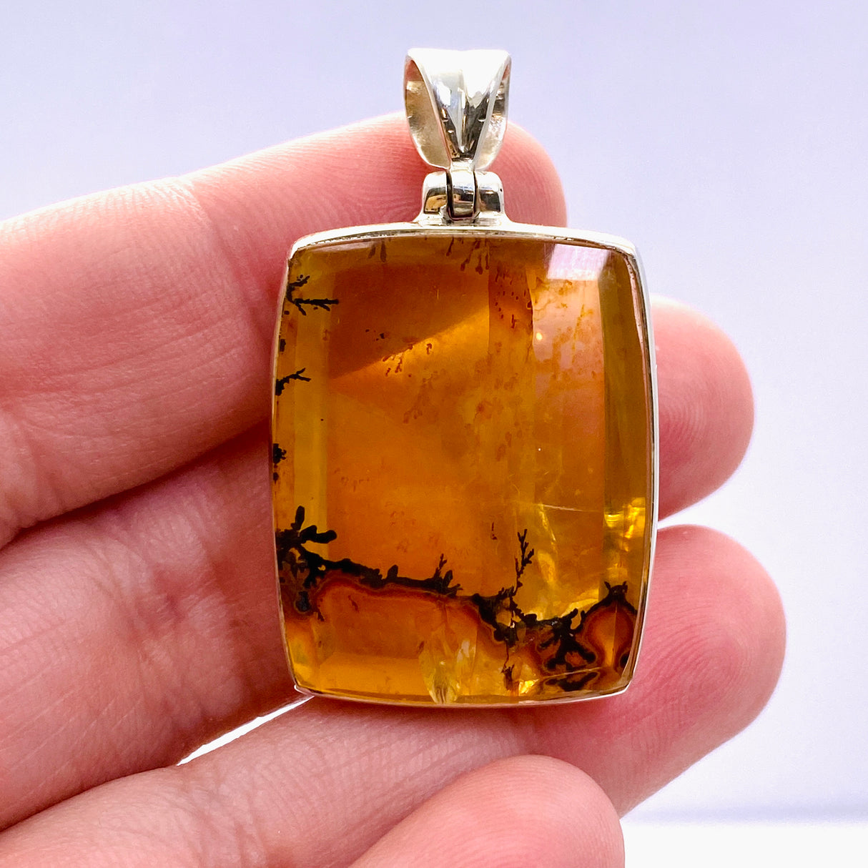 Golden Healer Dendritic Quartz Rectangular Cabochon Pendant GPJ18