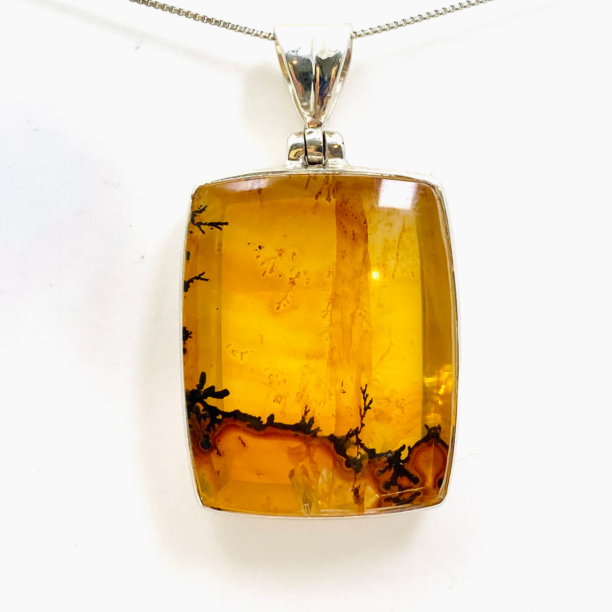 Golden Healer Dendritic Quartz Rectangular Cabochon Pendant GPJ18