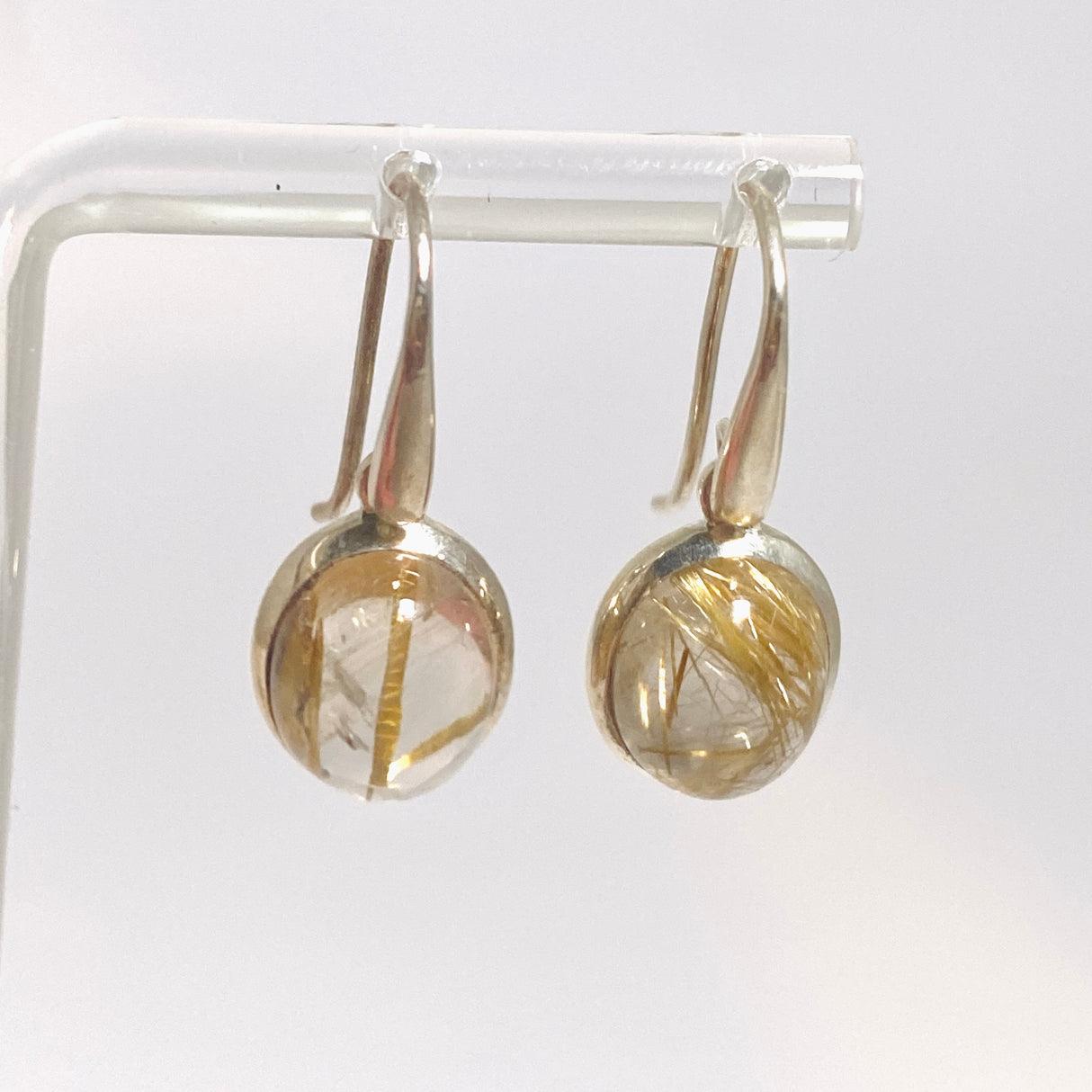 Golden Rutile Oval Cabochon Earrings PEGJ377
