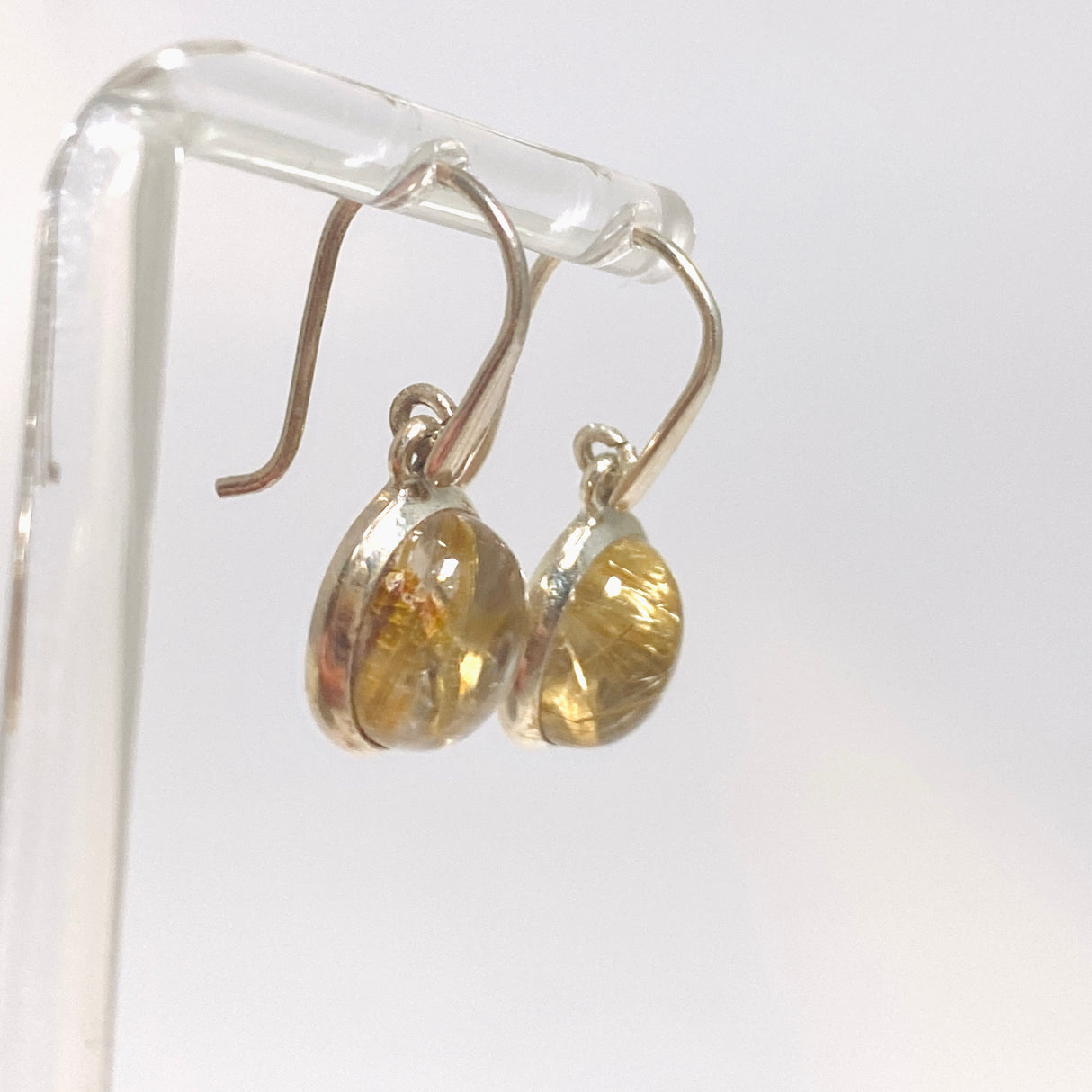 Golden Rutile Oval Cabochon Earrings PEGJ377